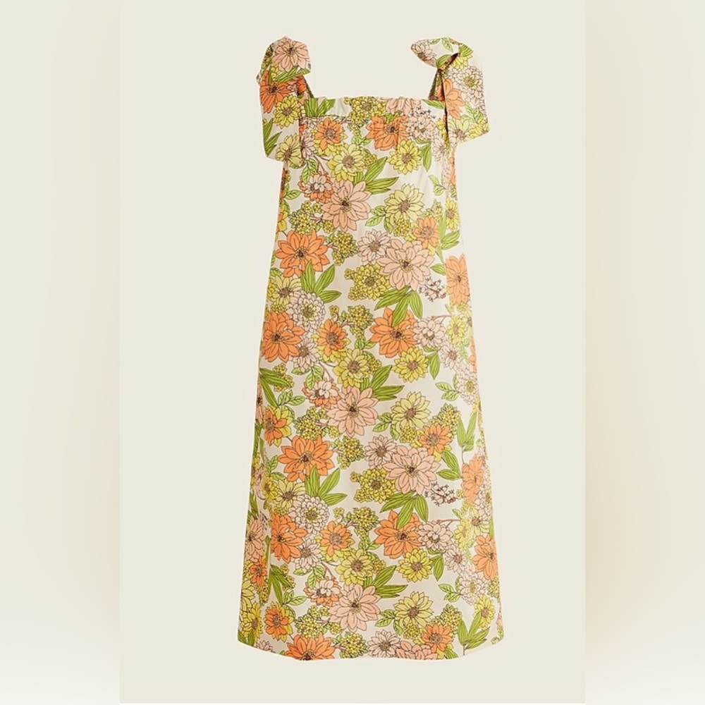 J.Crew Tie Shoulder Cotton Poplin Dress in Zinnia Floral